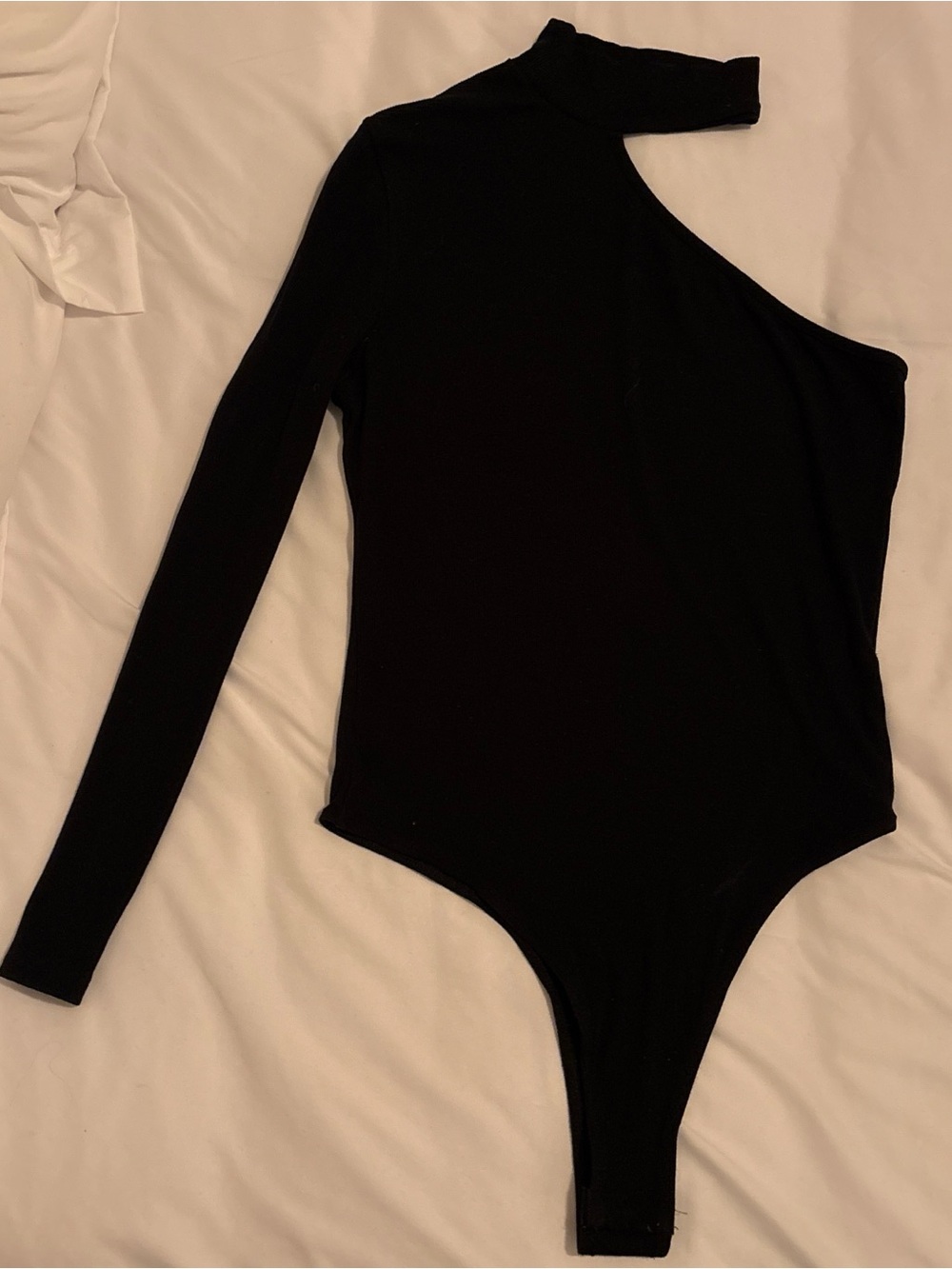 Black One-Shoulder One-Piece Bodysuit